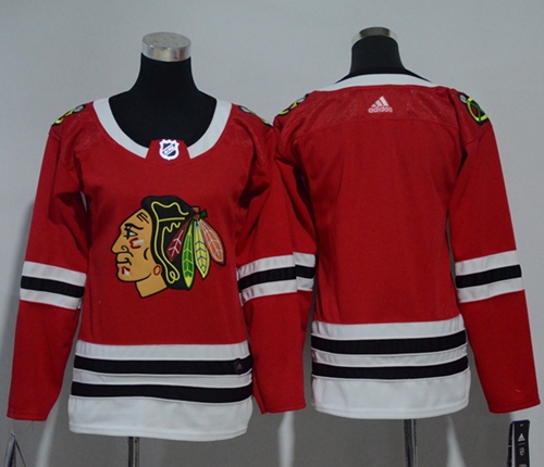 Adidas Chicago Blackhawks Blank Red Home Authentic Women Stitched NHL Jersey